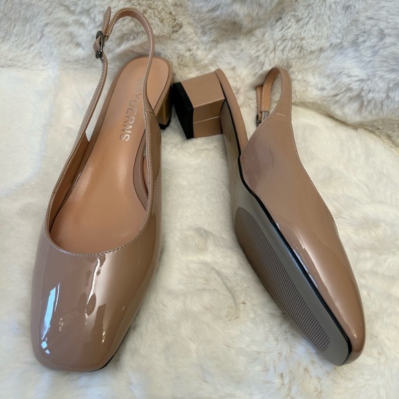 Wayderns Slingback Nude Heels with square toe and Block Heel NWOB Sz-9.    N - Picture 1 of 9